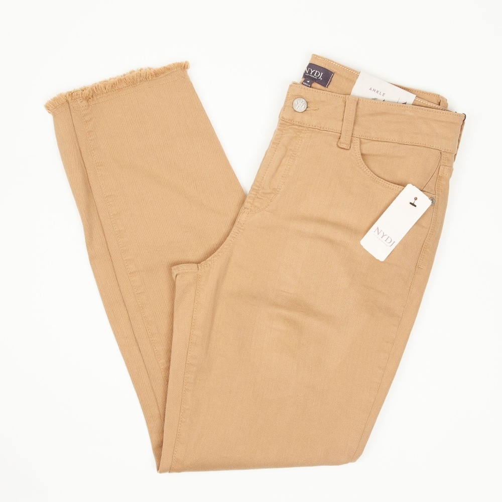 NYDJ Frayed Hem Khaki Ankle Jeans
